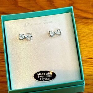 Swarovski diamond crystal studs bow tie earrings